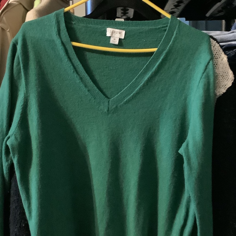 J. Crew Green V-Neck Sweater